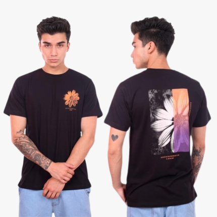 Polo boxy estampado negro